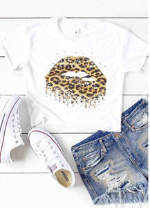 "Leopard Lips" Graphic Tee - White